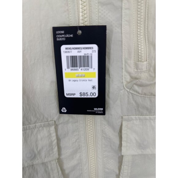 Under Armour Mens UA Legacy Crinkle Vest Beige M Loose Fit Lightweight - Picture 4 of 10